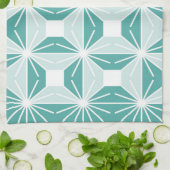 抽象芸術幾何学的パターン – 青と白。 キッチンタオル (折り畳み)