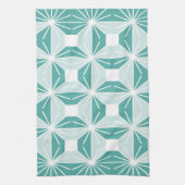 抽象芸術幾何学的パターン – 青と白。 キッチンタオル (縦)