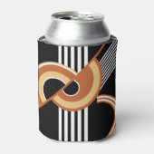 抽象芸術幾何学的パターン,黒ヴィンテージイラストラ 缶クーラー (缶正面)
