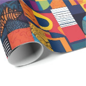 抽象芸術幾何学的パッチワークのアフリカ系アメリカ人ギフト ラッピングペーパー (ロールコーナー)