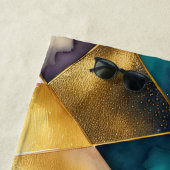 抽象芸術幾何学的パープルピンクブルー金ゴールド ビーチタオル (インサイチュ)