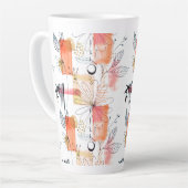 抽象芸術幾何学的ピンクオレンジブラック カフェラテマグ (左アングル)