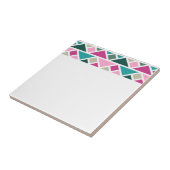 抽象芸術幾何学的ピンク明るい赤紫色ターコイズ タイル (側面)