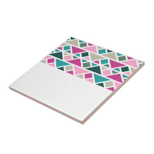 抽象芸術幾何学的ピンク明るい赤紫色ターコイズ タイル (側面)