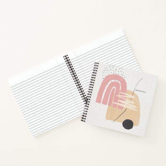 抽象芸術幾何学的ピンク赤面形状仕訳帳 ノートブック (内部)