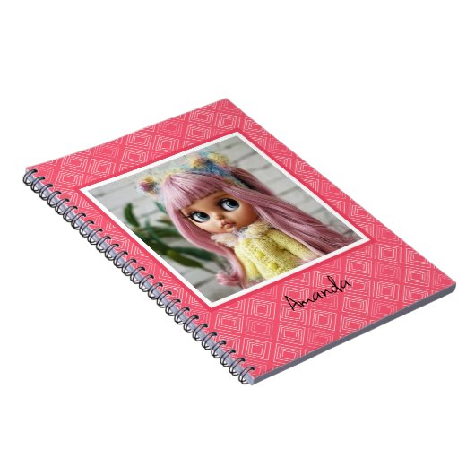 抽象芸術幾何学的ファッショナブル60ピンク ノートブック (右側)