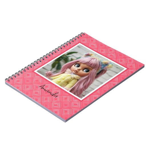 抽象芸術幾何学的ファッショナブル60ピンク ノートブック (左側)