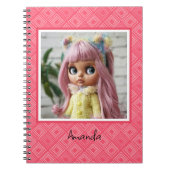 抽象芸術幾何学的ファッショナブル60ピンク ノートブック (正面)