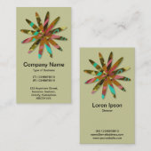 抽象芸術幾何学的フラワー淡い色の – カーキ 名刺 (正面/裏面)