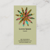 抽象芸術幾何学的フラワー淡い色の – カーキ 名刺 (裏面)