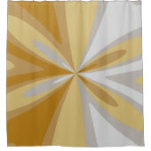 抽象芸術幾何学的フローラアート金ゴールド、グレーシッシュシルバー シャワーカーテン (正面)