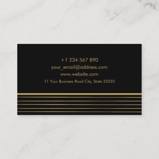 抽象芸術幾何学的ブラックゴールドフォイルフォトグラファー 名刺 (裏面)