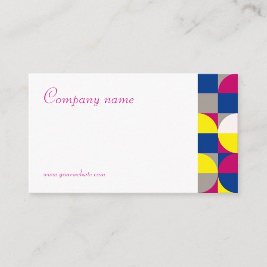 抽象芸術幾何学的ホワイト明るい赤紫色QR名刺 名刺 (正面)