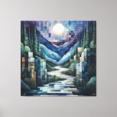 抽象芸術幾何学的ムーンライトバレー川 キャンバスプリント (正面)