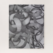 抽象芸術幾何学的モノクロ白黒リボン ジグソーパズル (縦)