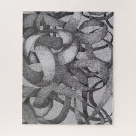 抽象芸術幾何学的モノクロ白黒リボン ジグソーパズル