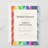 抽象芸術幾何学的レインボープリズムブライダルシャワー 招待状 (正面)