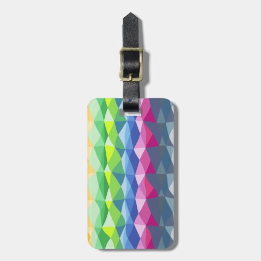 抽象芸術幾何学的レインボープリズム形状パターン ラゲッジタグ (正面縦)