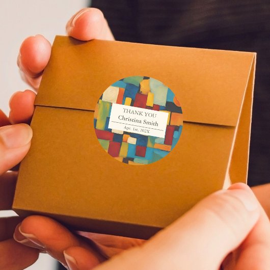 抽象芸術幾何学的レトロ退職感謝 ラウンドシール