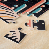 抽象芸術幾何学的宇宙惑星。ヴィンテージ宇宙 ジグソーパズル (側面)