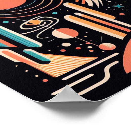 抽象芸術幾何学的宇宙惑星。ヴィンテージ宇宙 ポスター (角)