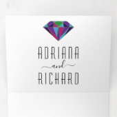 抽象芸術幾何学的宝石タイポグラフィ結婚ズ 三つ折り招待状 (内部最初)