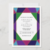 抽象芸術幾何学的宝石結婚宝石 招待状 (正面)