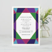 抽象芸術幾何学的宝石結婚宝石 招待状 (スタンド正面)