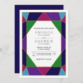 抽象芸術幾何学的宝石結婚宝石 招待状 (正面/裏面)