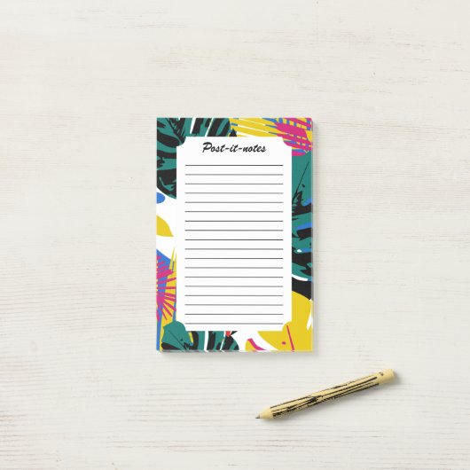 抽象芸術幾何学的熱帯モンステラ植物 ポストイット (デスク上)