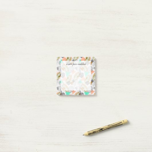 抽象芸術幾何学的熱帯リーフパターン ポストイット (デスク上)