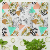 抽象芸術幾何学的熱帯葉模様 キッチンタオル (折り畳み)