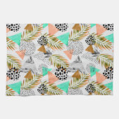 抽象芸術幾何学的熱帯葉模様 キッチンタオル (横)