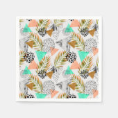 抽象芸術幾何学的熱帯葉模様 スタンダードカクテルナプキン (正面)