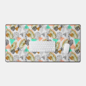 抽象芸術幾何学的熱帯葉模様 デスクマット (キーボード&マウス)