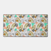 抽象芸術幾何学的熱帯葉模様 デスクマット (正面)