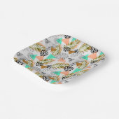 抽象芸術幾何学的熱帯葉模様 ペーパープレート (傾斜あり)