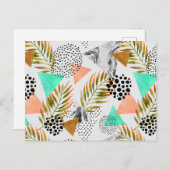 抽象芸術幾何学的熱帯葉模様 ポストカード (正面/裏面)