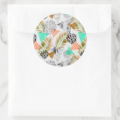 抽象芸術幾何学的熱帯葉模様 ラウンドシール (バッグ)