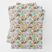 抽象芸術幾何学的熱帯葉模様 ラッピングペーパーシート (インサイチュ)