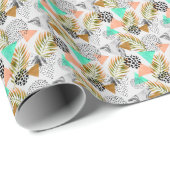 抽象芸術幾何学的熱帯葉模様 ラッピングペーパー (ロールコーナー)