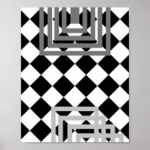 抽象芸術幾何学的白黒グレー ポスター (正面)