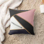 抽象芸術幾何学的白黒ピンク クッション (ブランケット)