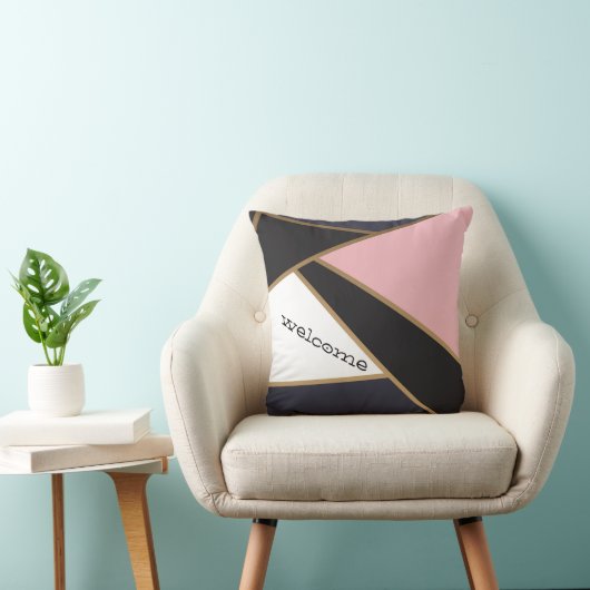 抽象芸術幾何学的白黒ピンク クッション (椅子)