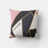 抽象芸術幾何学的白黒ピンク クッション (裏面)