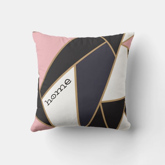 抽象芸術幾何学的白黒ピンク クッション (裏面)