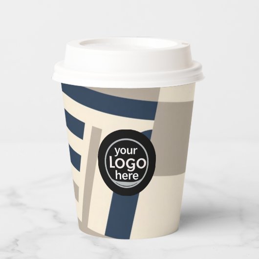 抽象芸術幾何学的紙カップモダン-カスタムロゴ 紙コップ (正面)