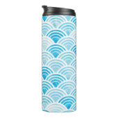 抽象芸術幾何学的継ぎ目のない青い水かき模様 タンブラー (回転右)