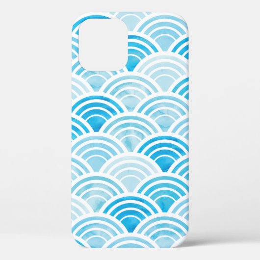 抽象芸術幾何学的継ぎ目のない青い水かき模様 Case-Mate iPhoneケース (裏面)