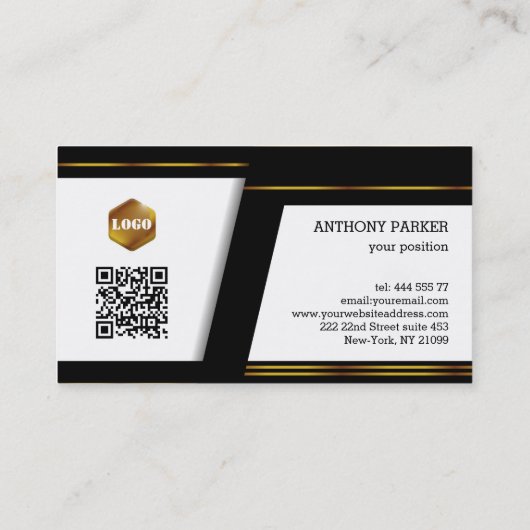 抽象芸術幾何学的金ゴールドと黒 名刺 (裏面)